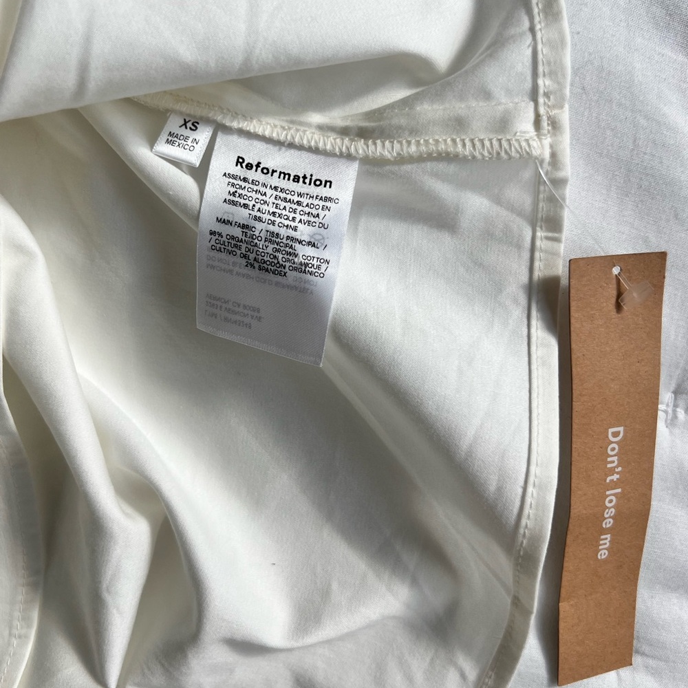 Reformation NWT XS Otis White Blouse V Neck - Picture 11 of 11